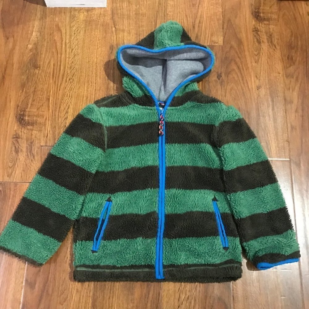 Mini Boden striped teddy hoodie
